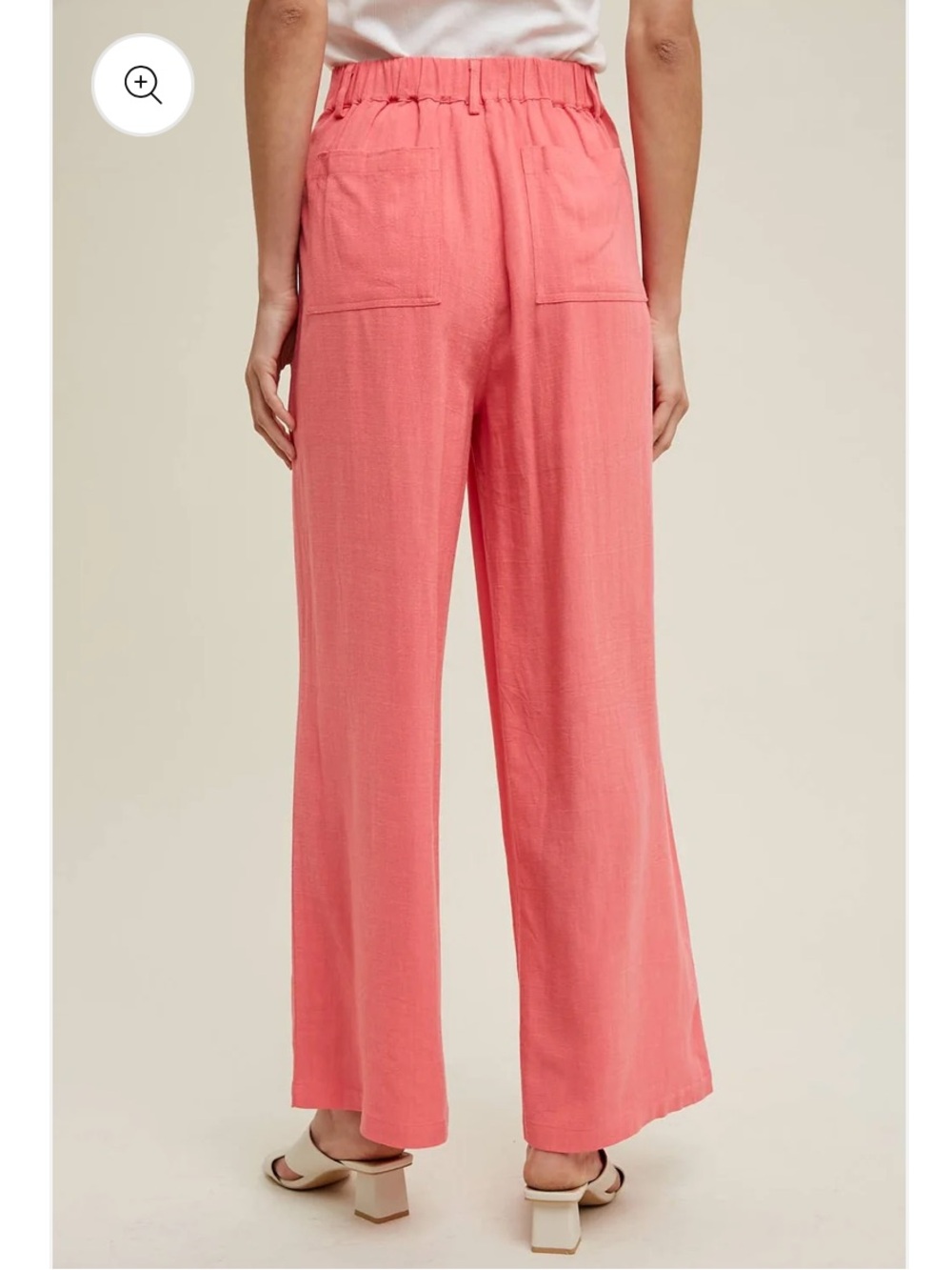 Wishlist Coral Pink Wide-Leg Linen-Blend Pants Size Small - Picture 3 of 7